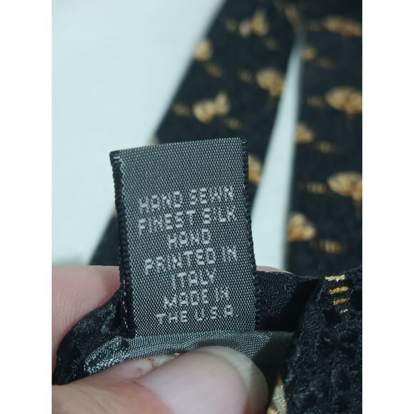 Robert Talbott Best Of Class Nordstrom Black Gold Geometric Print Silk Tie Hand - Picture 6 of 7